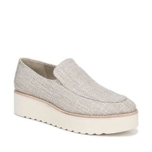 Vince Zeta Platform Tweed Natural Linen Loafers Size 9